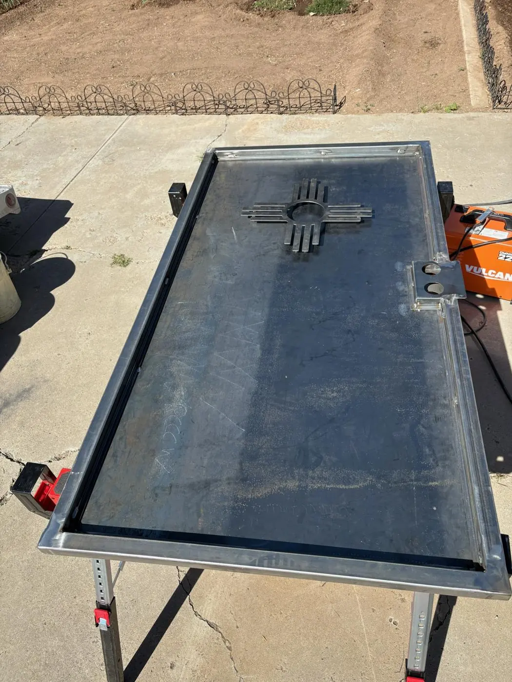 The same Zia gate on stands before paint
